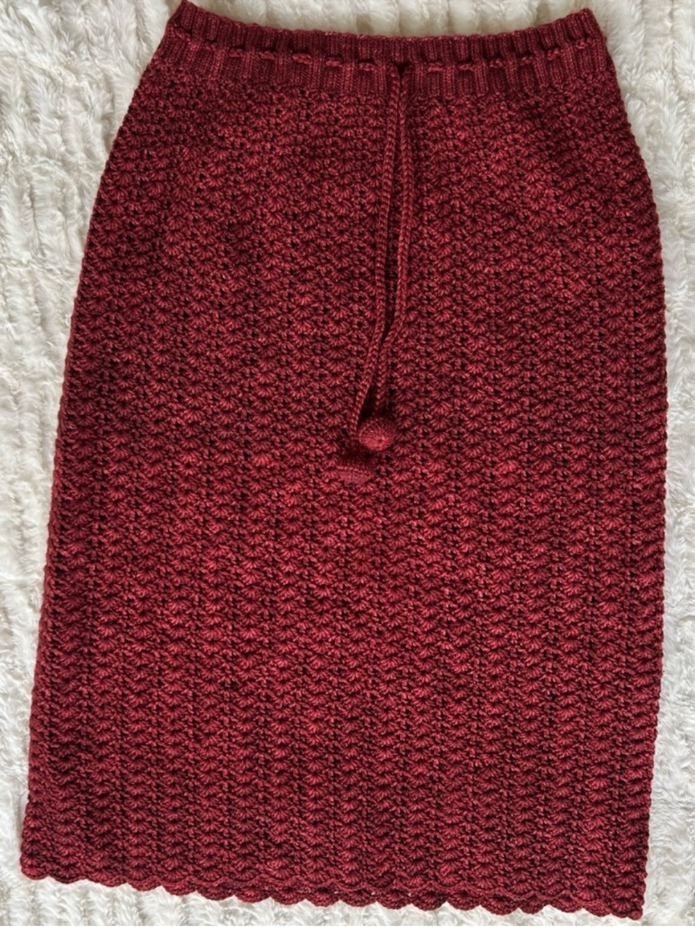 Misha & Puff Crochet Ever Skirt Merino Wool Knit Cranberry